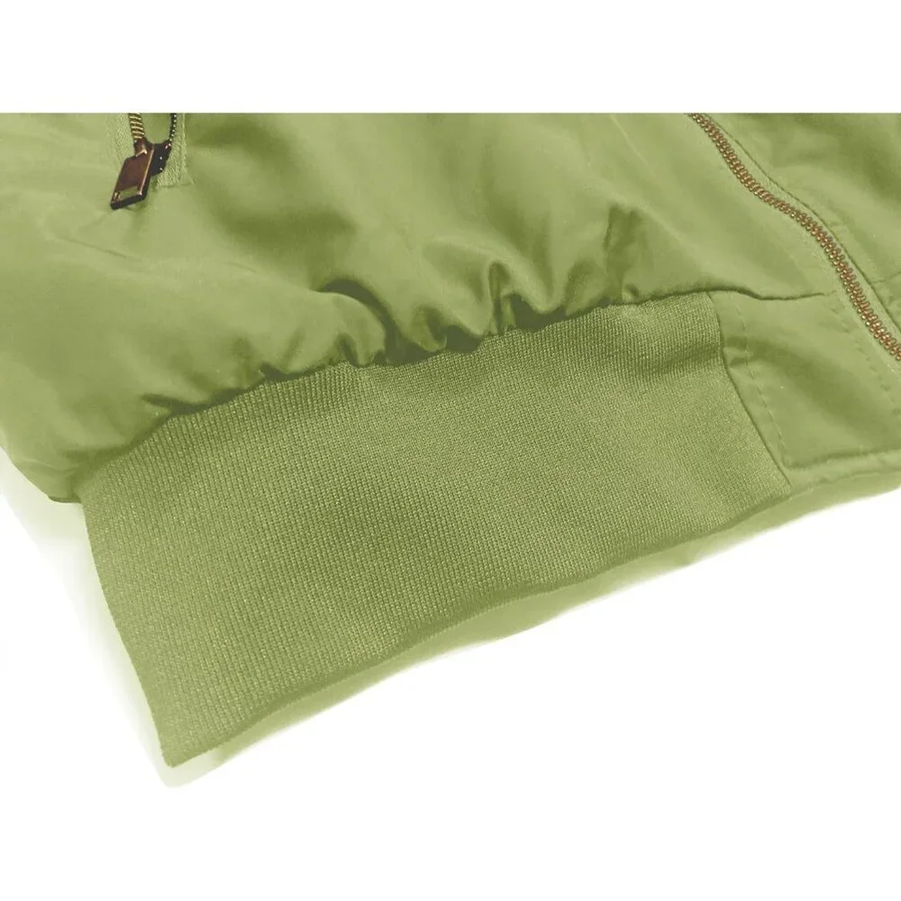 Men's Bomber Jacket Casual Green Winter Warm Coats Zipper Pocket Design Outwear